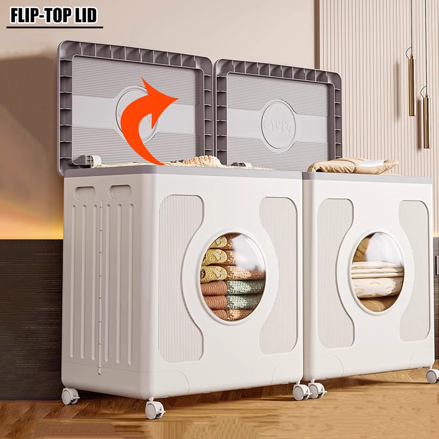 160L XL Foldable Toy Storage Organiser With Lid & Wheels Durable Plastic Box