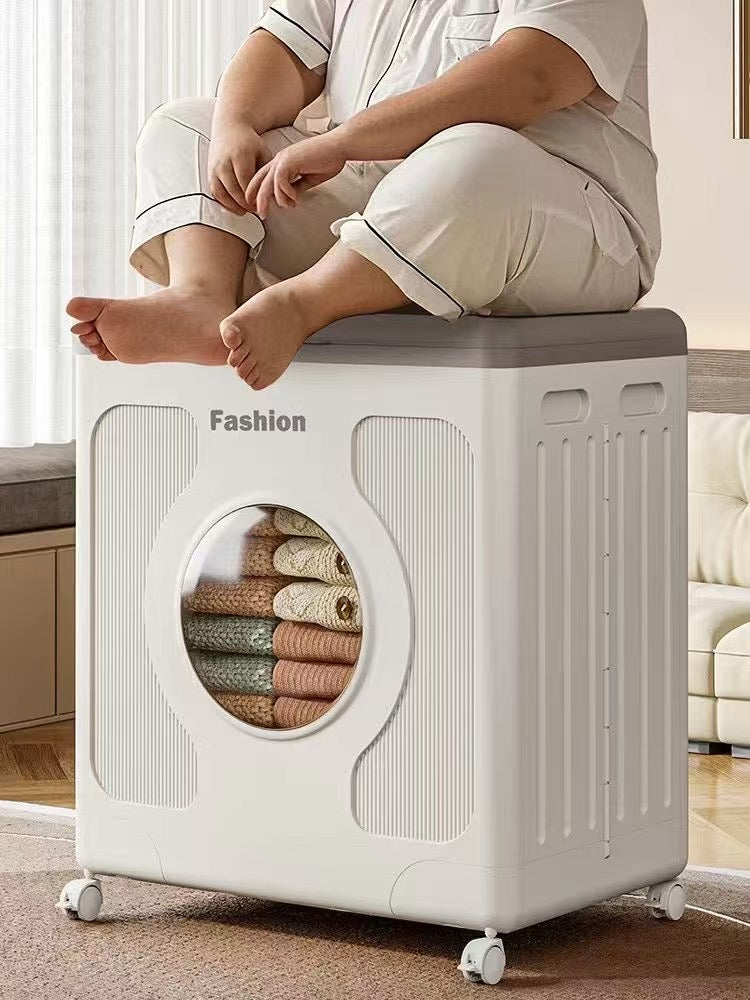 160L XL Foldable Toy Storage Organiser With Lid & Wheels Durable Plastic Box