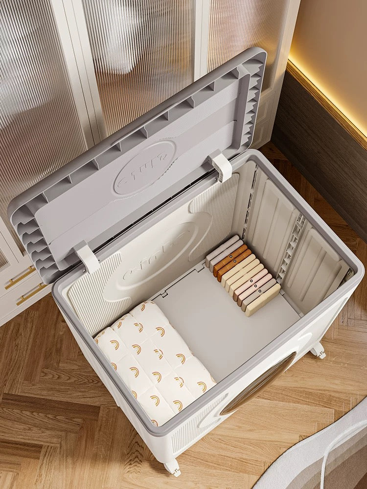 160L XL Foldable Toy Storage Organiser With Lid & Wheels Durable Plastic Box