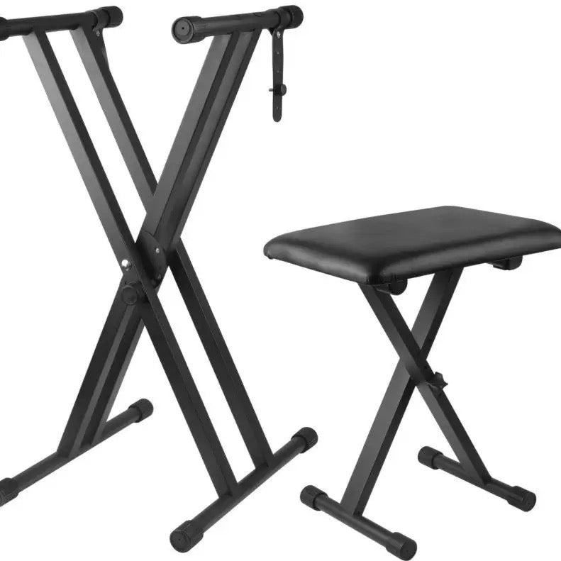 Piano Keyboard Stand, Adjustable Portable Heavy Duty X-shaped Premium Piano Stand with Locking Chain for 61-Key and 88-Key Keyboard