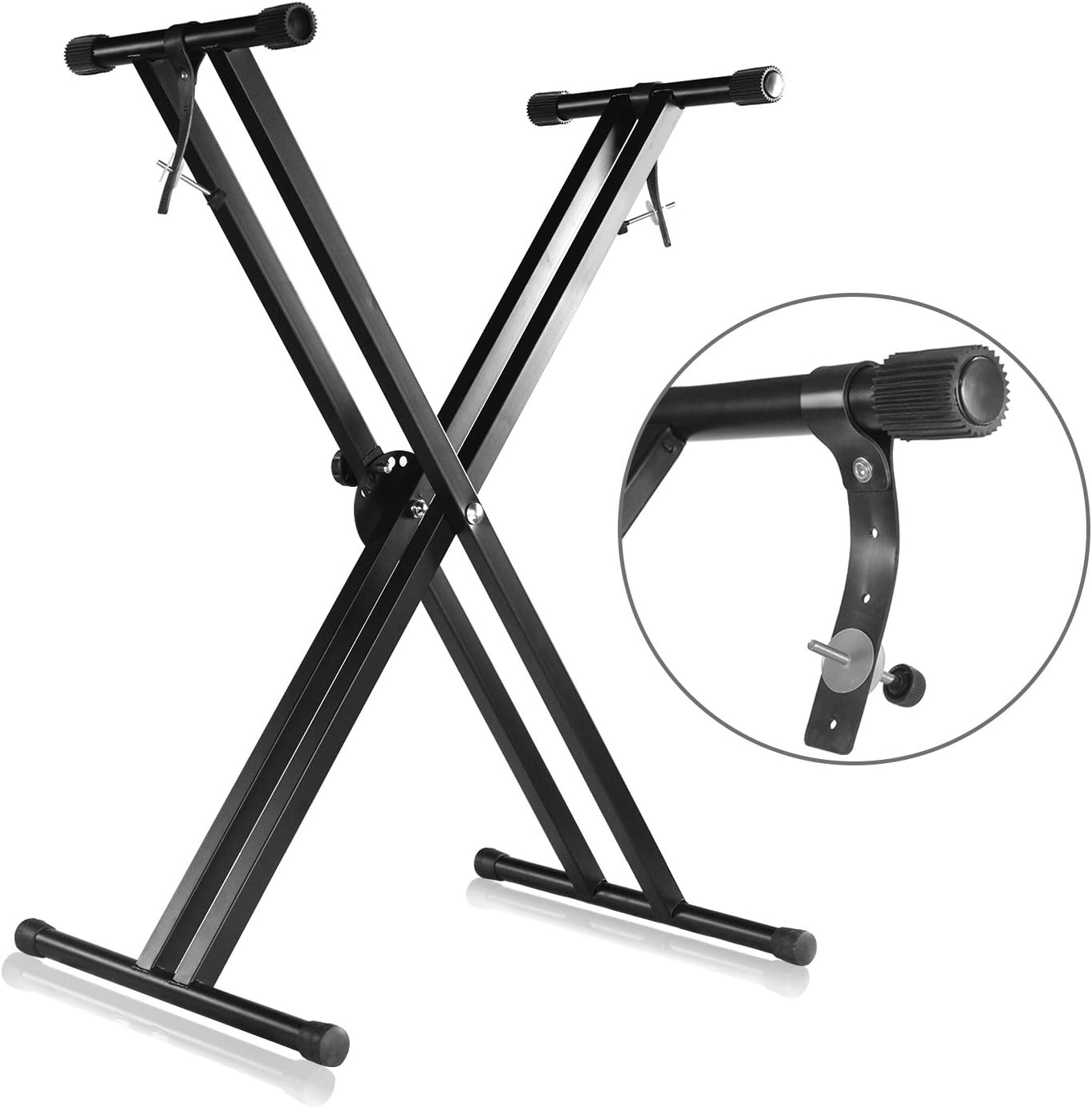 Piano Keyboard Stand, Adjustable Portable Heavy Duty X-shaped Premium Piano Stand with Locking Chain for 61-Key and 88-Key Keyboard