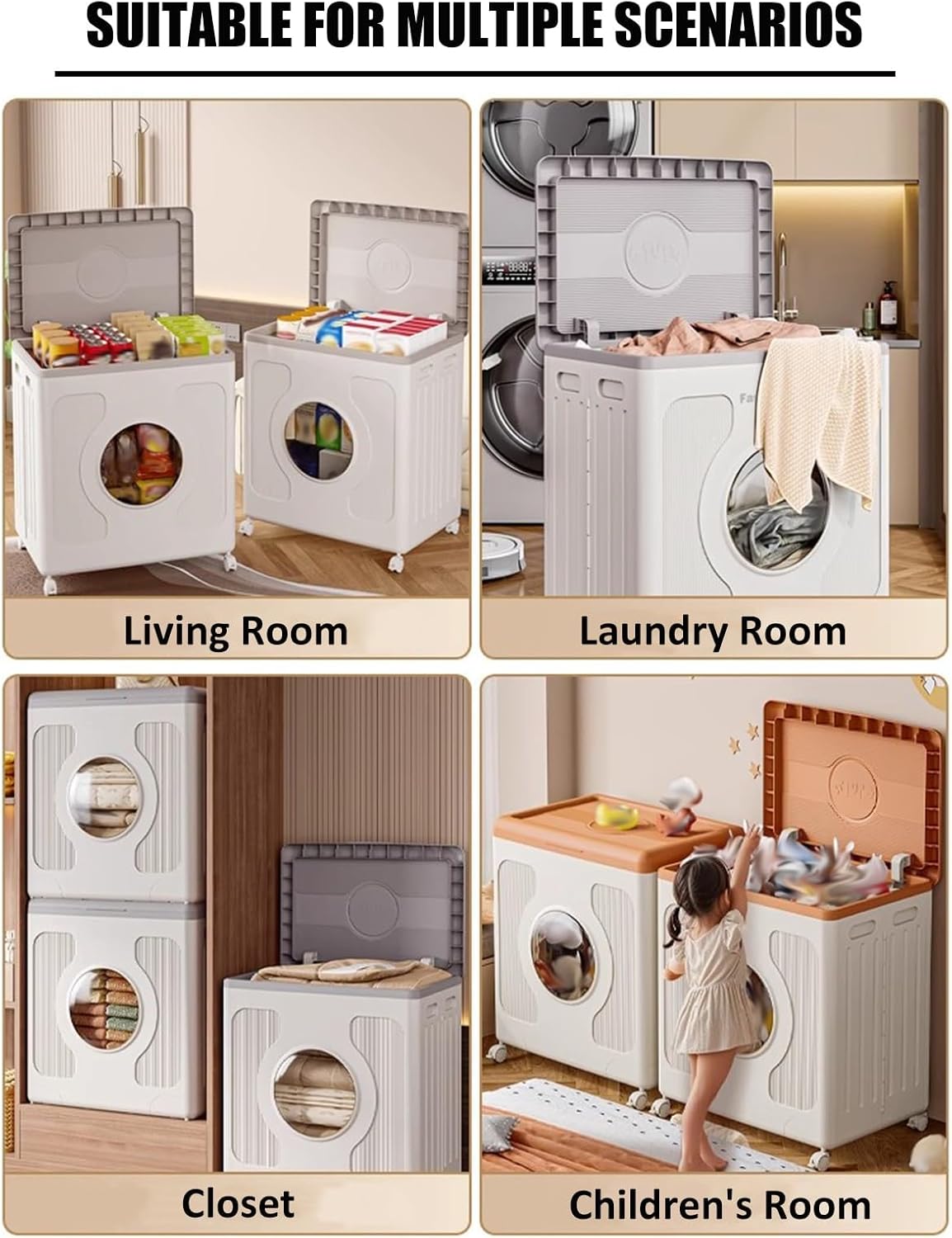 160L XL Foldable Toy Storage Organiser With Lid & Wheels Durable Plastic Box