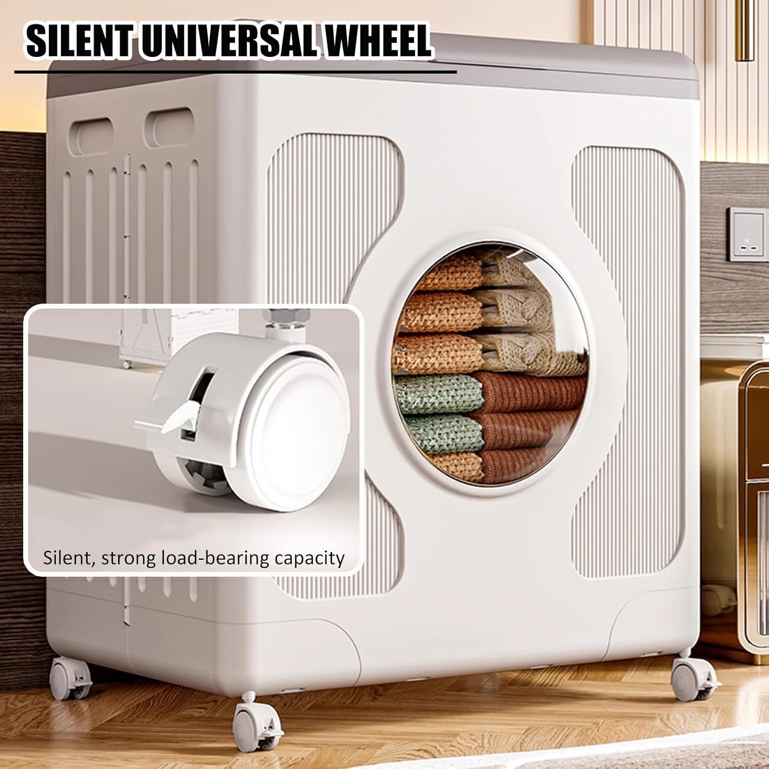 160L XL Foldable Toy Storage Organiser With Lid & Wheels Durable Plastic Box