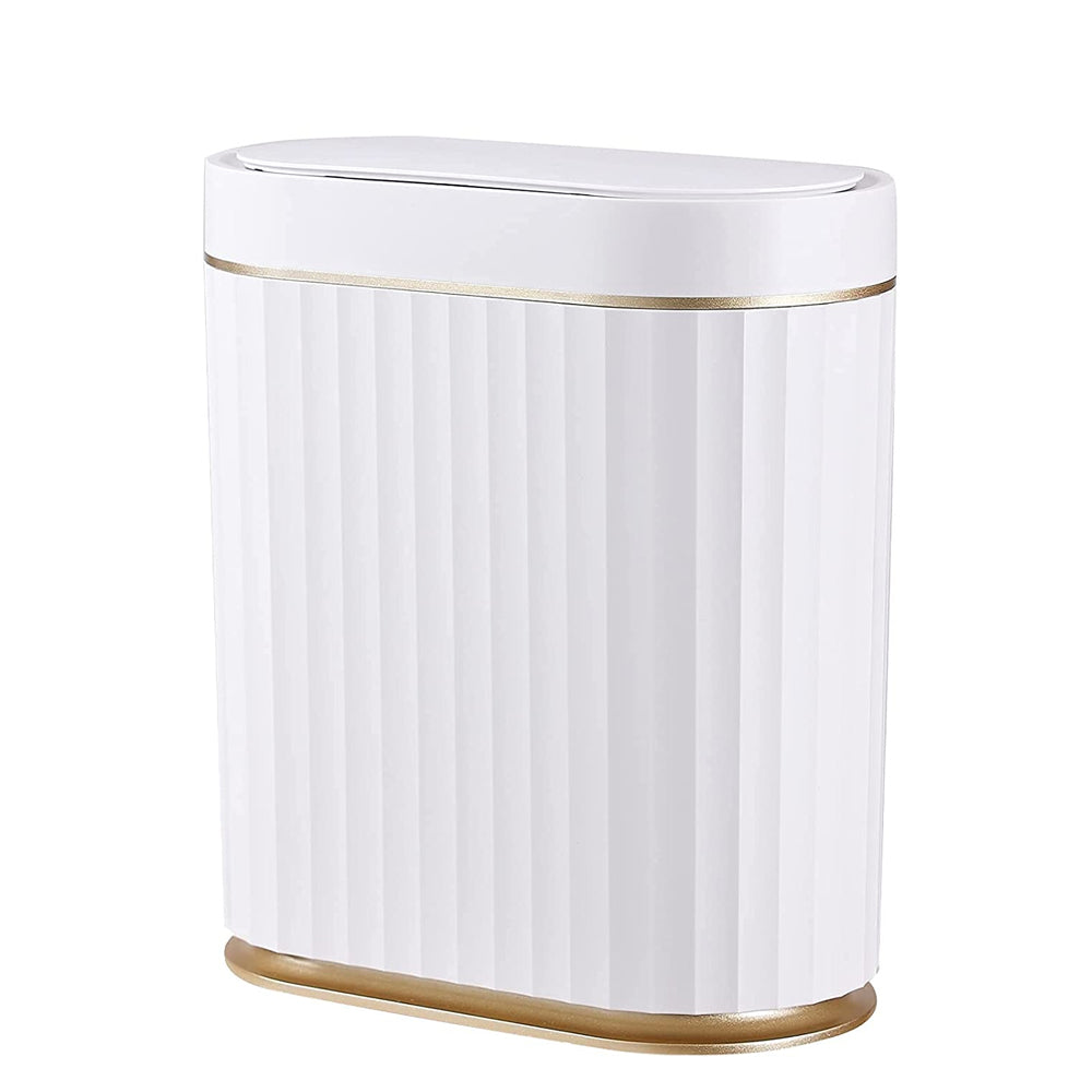 ELPHECO 2Gallons Bathroom Trash Can with Lid Automatic Garbage Can Slim Smart Trash Can, Small Plastic Trash Bin, Narrow Motion Sensor Trash Can for Bedroom, Bathroom, Kitchen, Office
