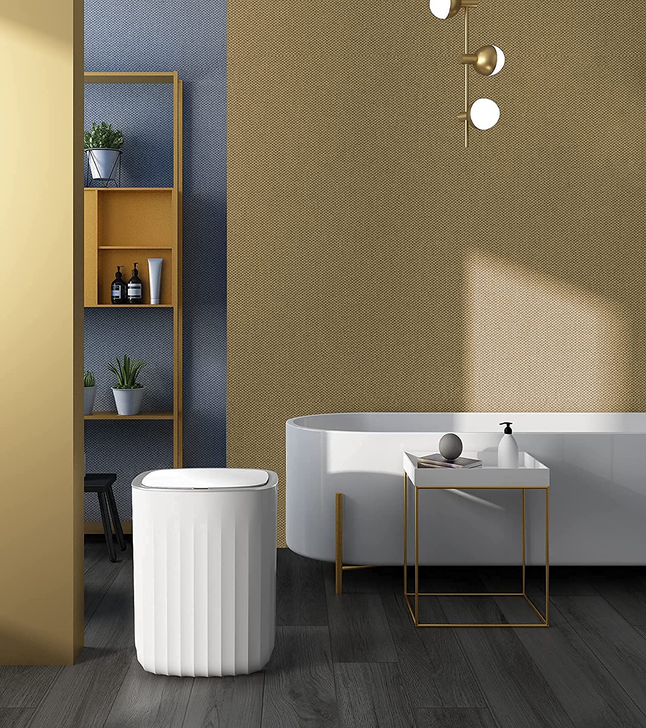 ELPHECO 10L Waterproof Motion Sensor Bedroom Trash Can with Lid, Automatic Touchless Garbage Bin for Bathroom Living Room Office…