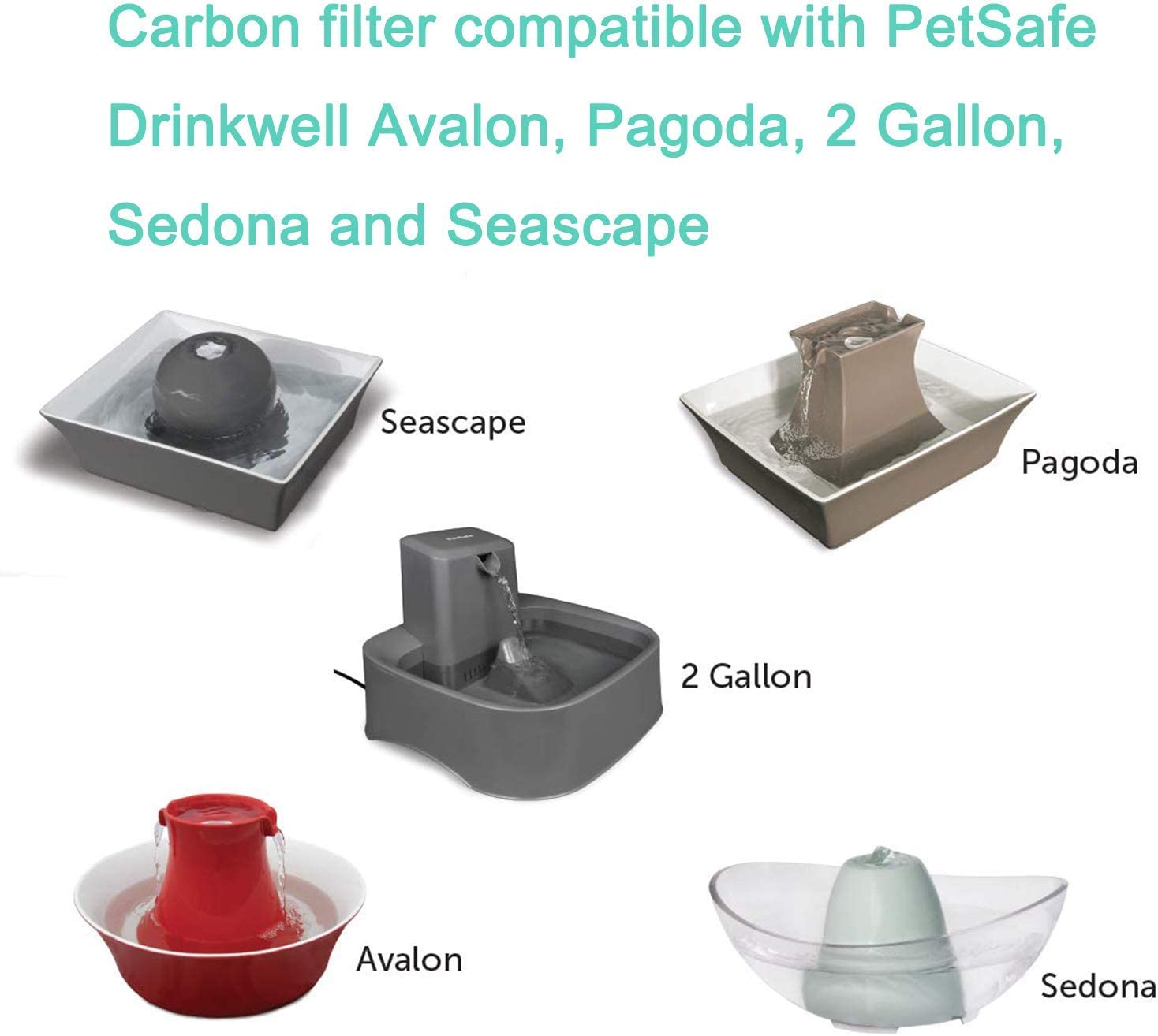 4 Packs PurePro Replacement Charcoal Filters for PetSafe Drinkwell Avalon/Pagoda/Sedona/PAC19-14088 Pet Water Fountain