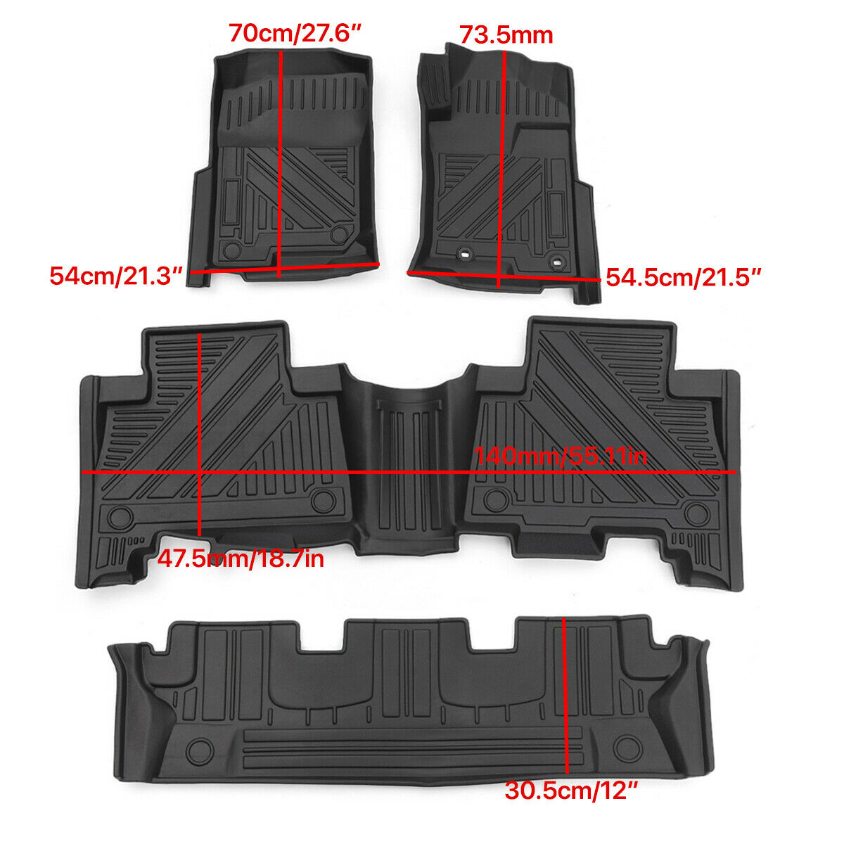 4Pcs Floor Mats For Toyota Prado 150 7Seats 2009-2024
