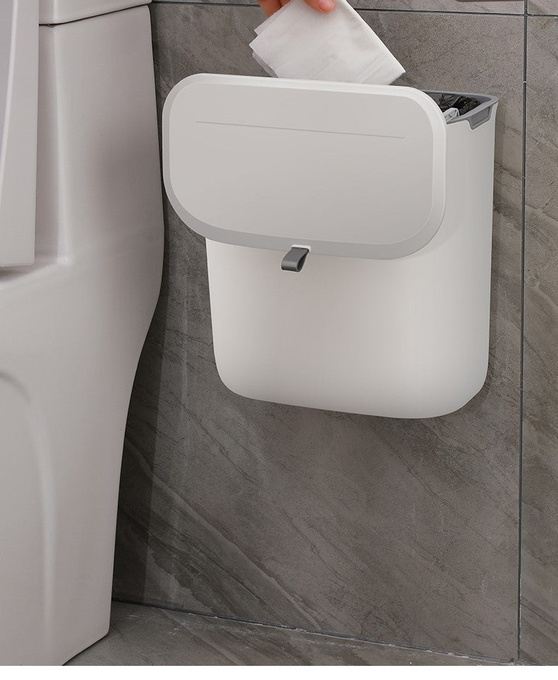 ELPHECO Kitchen Compost Bin 9L Hanging Trash Can with Lid Slide Open, Kitchen Cabinet Door Under Sink Plastic Compost Bin