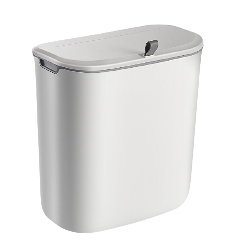 ELPHECO Kitchen Compost Bin 9L Hanging Trash Can with Lid Slide Open, Kitchen Cabinet Door Under Sink Plastic Compost Bin