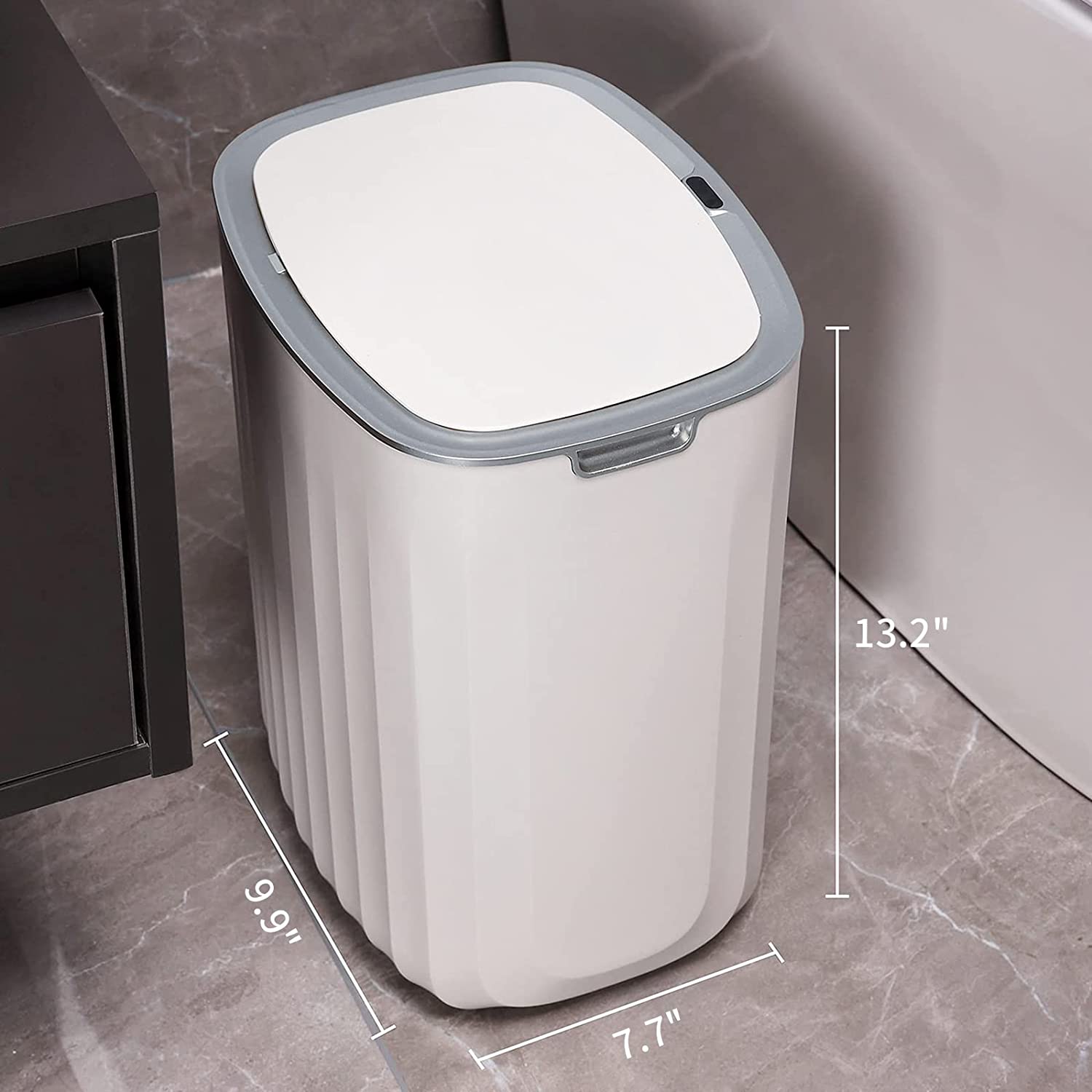 ELPHECO 10L Waterproof Motion Sensor Bedroom Trash Can with Lid, Automatic Touchless Garbage Bin for Bathroom Living Room Office…