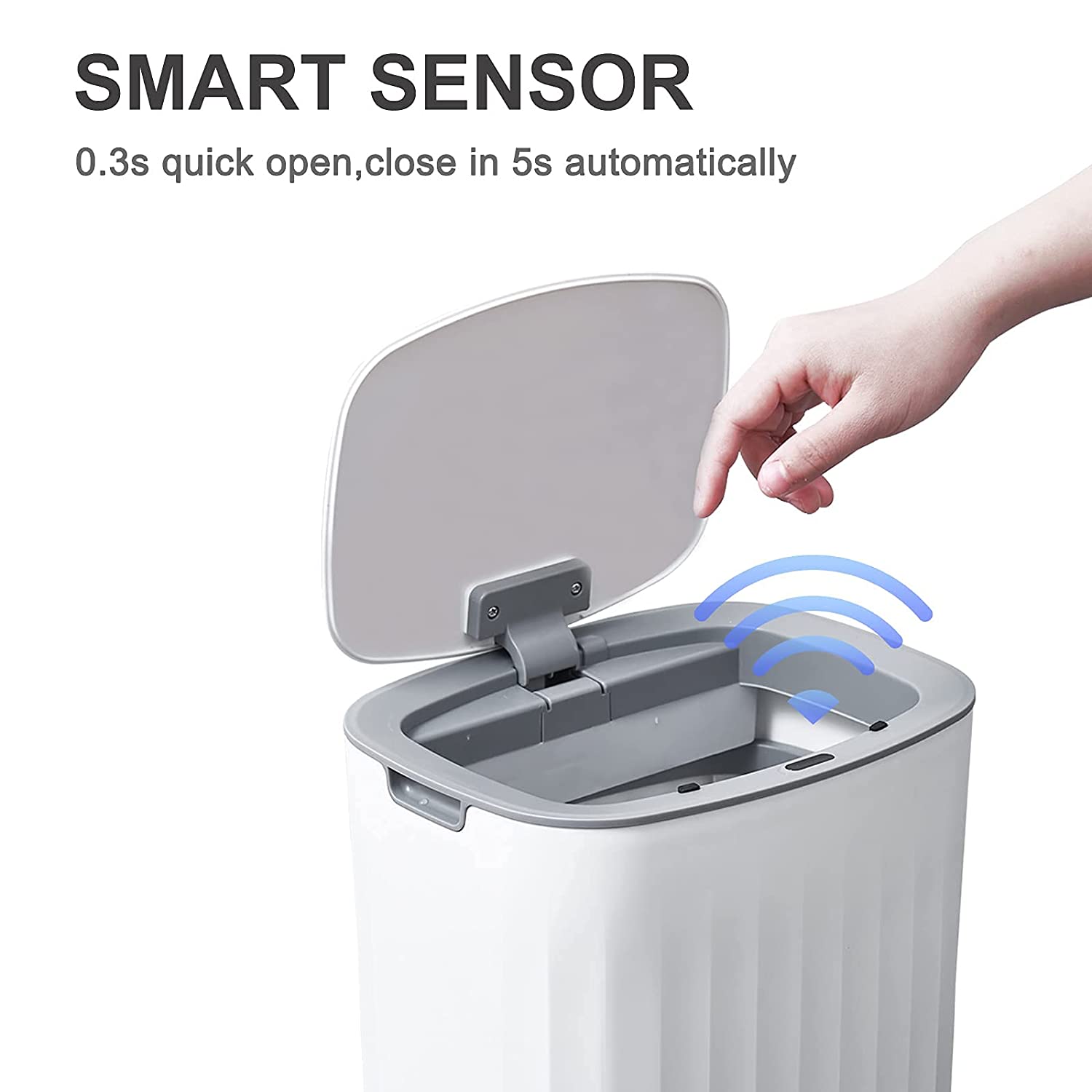 ELPHECO 10L Waterproof Motion Sensor Bedroom Trash Can with Lid, Automatic Touchless Garbage Bin for Bathroom Living Room Office…
