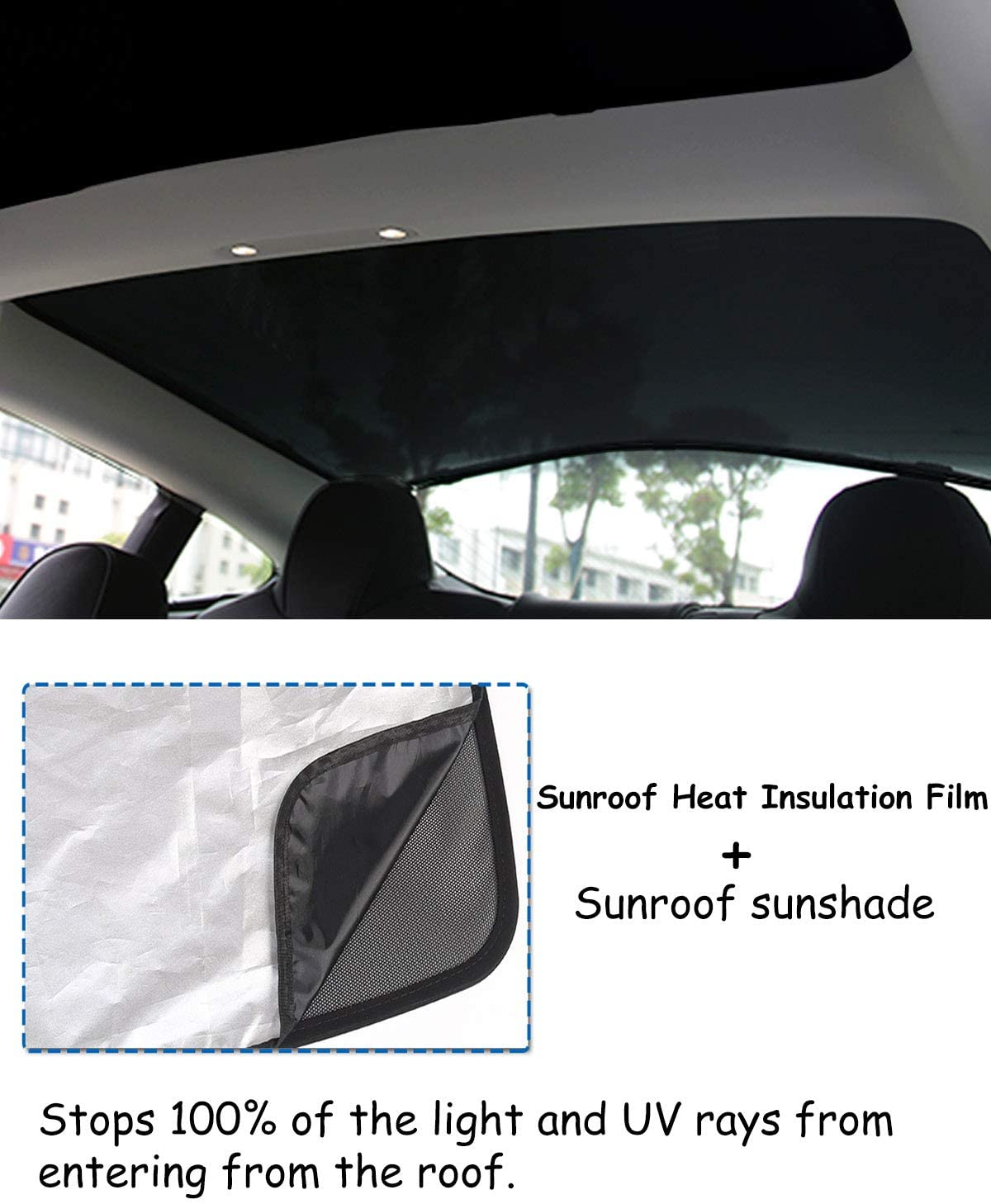 Custom Fit Tesla Model 3 Sunroof Mesh Top Sun Blind Sunshade with UV Heat Insulation Film 4 pc
