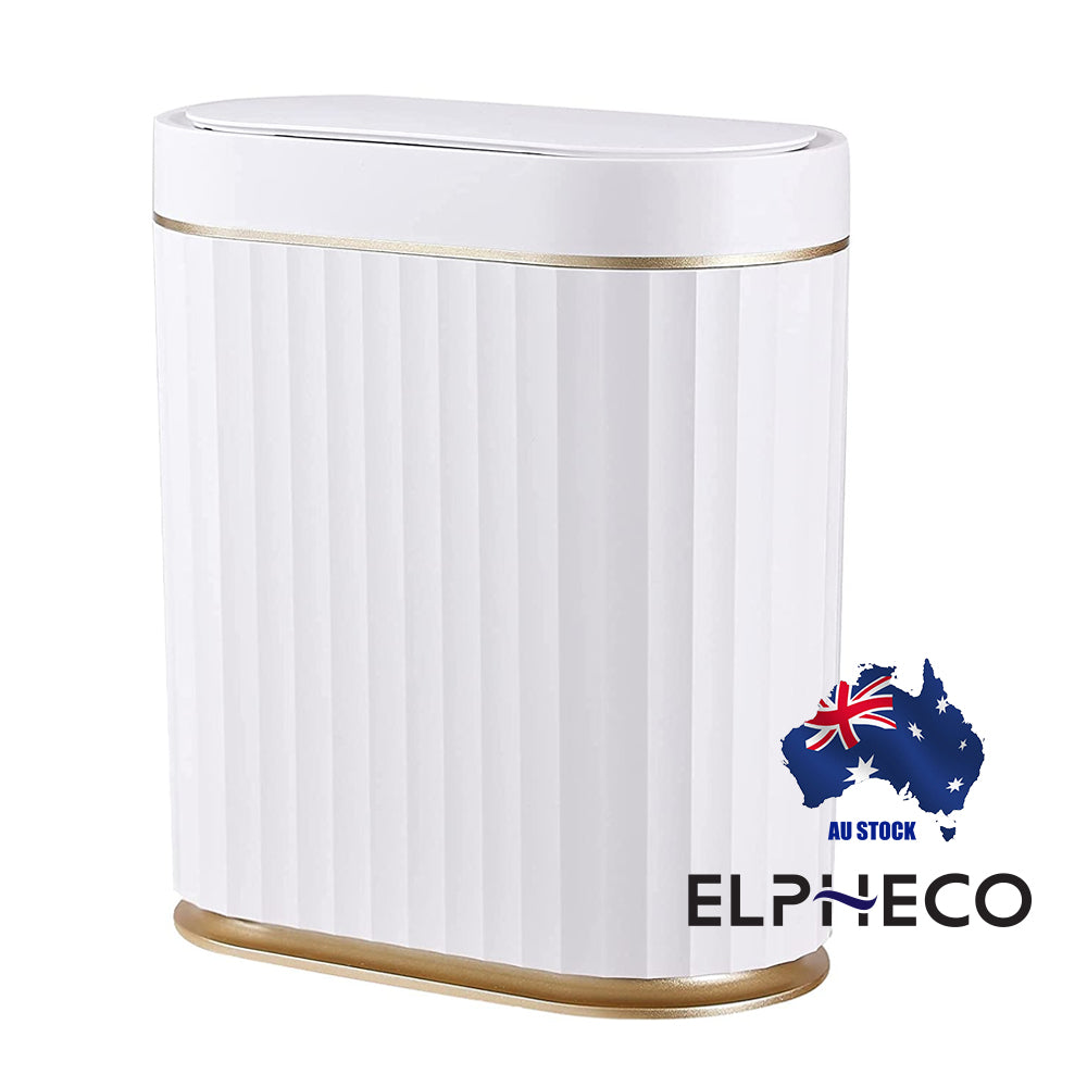 ELPHECO 2Gallons Bathroom Trash Can with Lid Automatic Garbage Can Slim Smart Trash Can, Small Plastic Trash Bin, 10L Narrow Motion Sensor Trash Can for Bedroom, Bathroom, Kitchen, Office