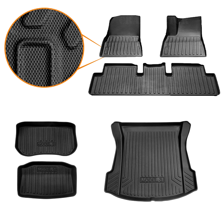 6Pcs Floor Mats And Liner Set For Tesla Model 3  2017-2023